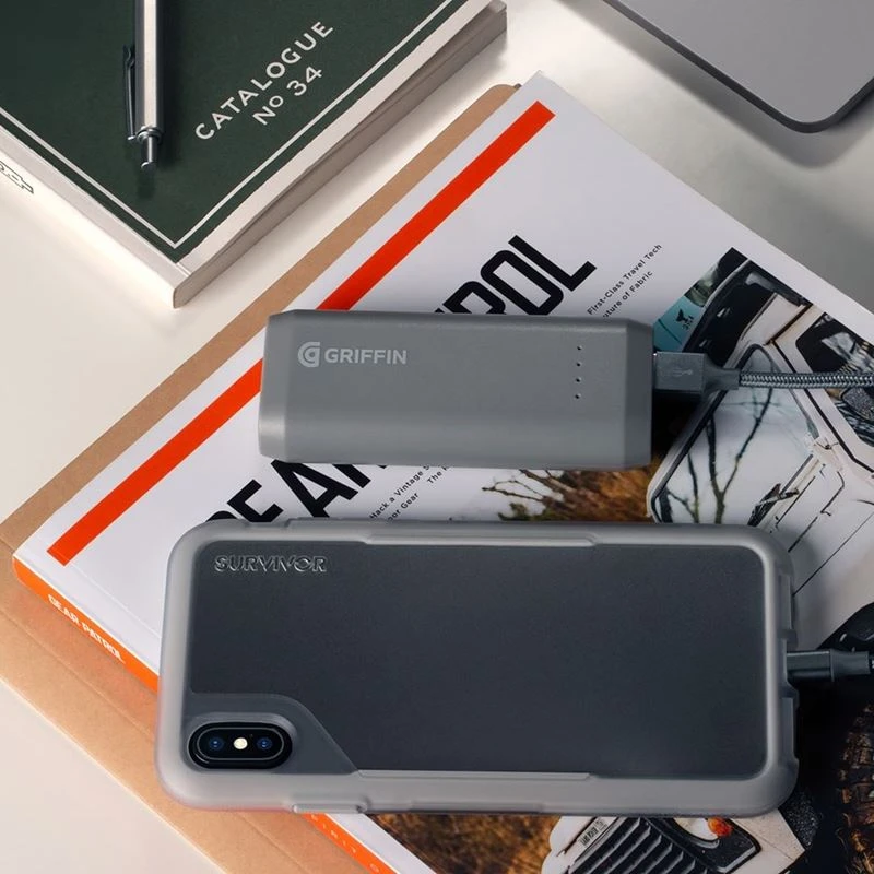 Griffin Survivor Endurance - dėklas skirtas Apple iPhone Xs Max Clear/Gray