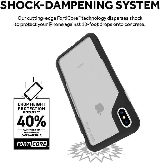 Griffin Survivor Endurance - dėklas skirtas Apple iPhone Xs Max Clear/Gray