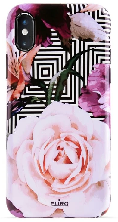 PURO Glam Geo Flowers - dėklas skirtas Apple iPhone Xs Max Rožinė Peonies