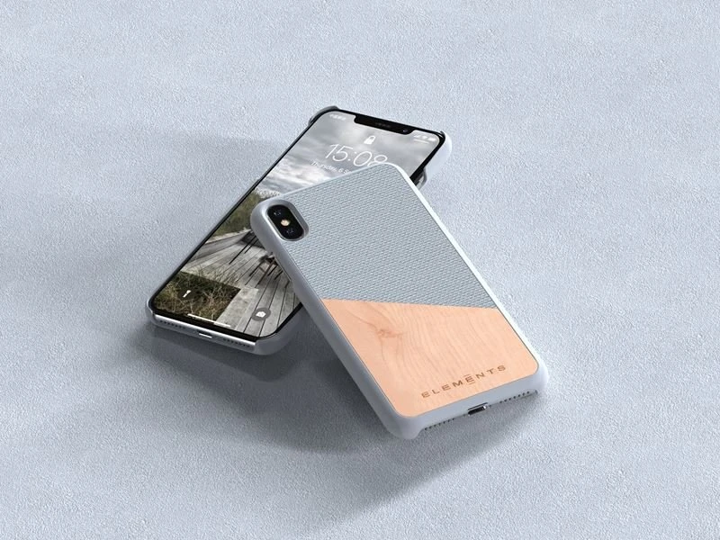 Nordic Elements Original Hel - dėklas skirtas Apple iPhone Xs Max su real maple wood Light Pilkas