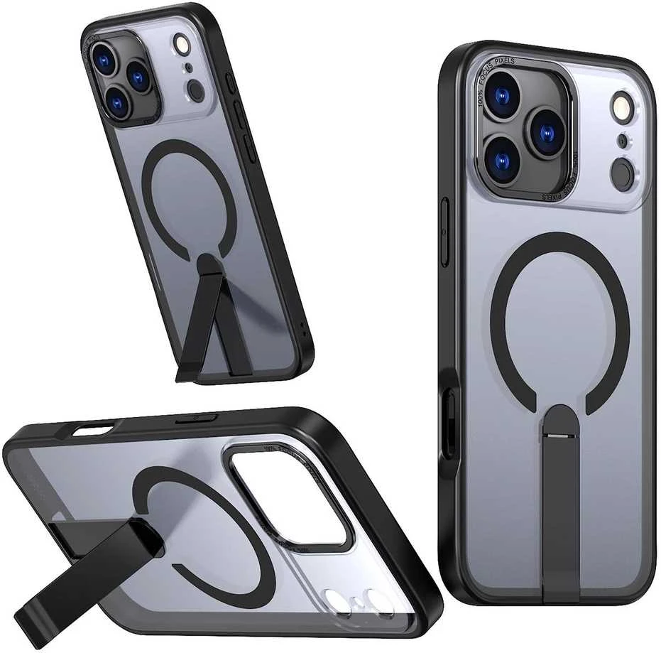Hurtel Hybrid Armor X dėklas skirtas Apple iPhone 17 Pro with MagSafe-compatible stand – juodos spalvos