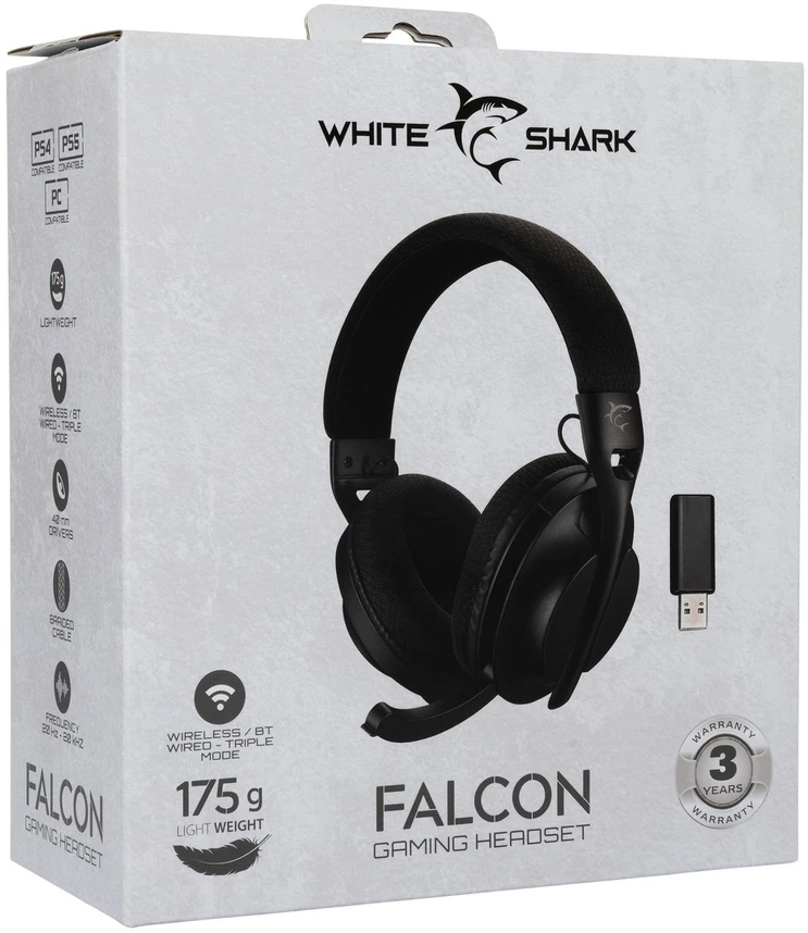 Dėklas Juodos Baltas Shark Falcon ausinės