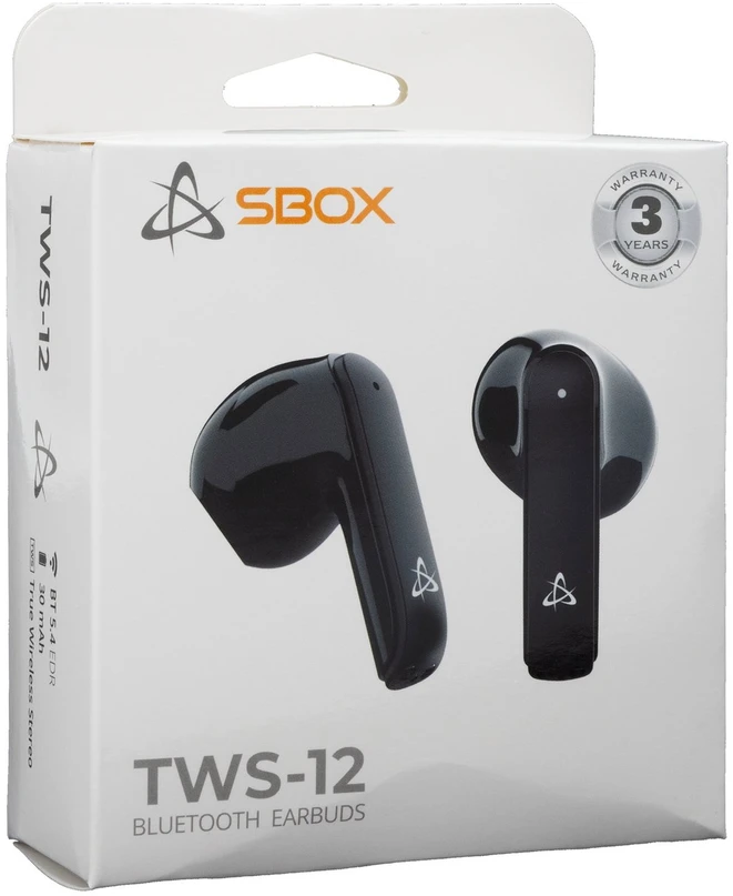 Dėklas Juodos Bluetooth į ausis įdedamos ausinės Sbox EB-TWS12