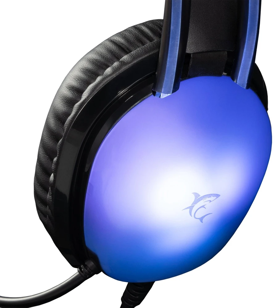 Dėklas Juodos žaidimų ausinės Baltas Shark Peacock-2 su RGB apšvietimu