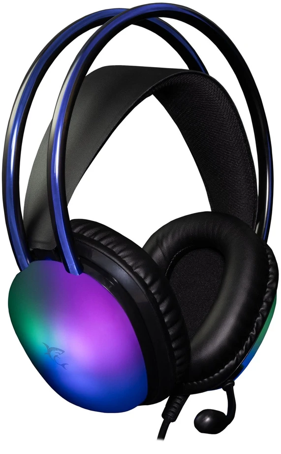Dėklas Juodos žaidimų ausinės Baltas Shark Peacock-2 su RGB apšvietimu