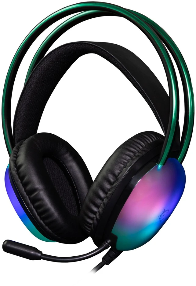 Dėklas Juodos žaidimų ausinės Baltas Shark Peacock-2 su RGB apšvietimu