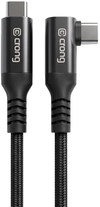 Dėklas Kampinis USB-C–USB-C laidas Crong Armor Link, 4,8 m, juodas