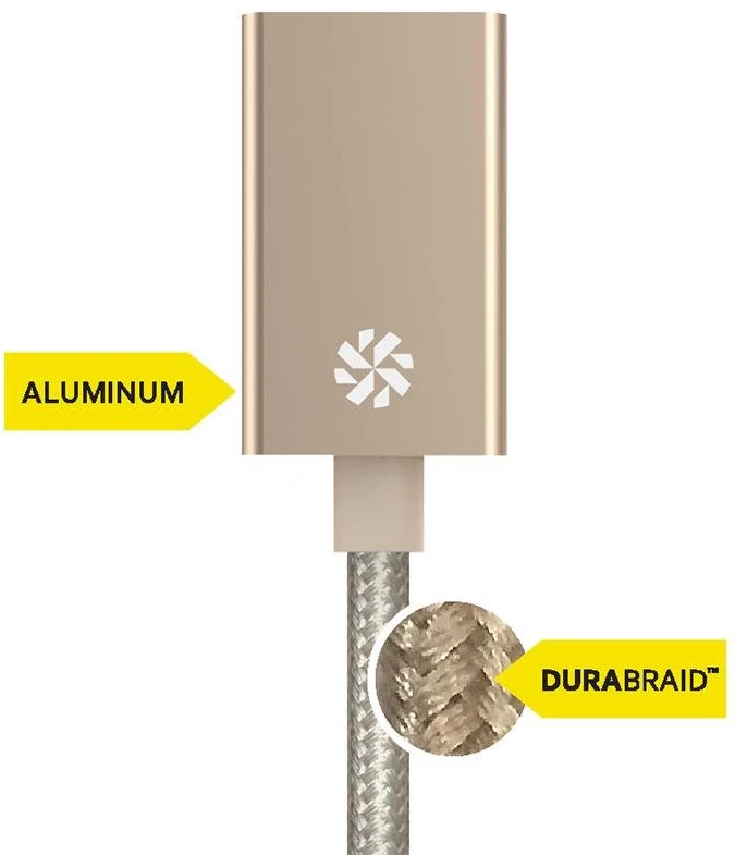 Kanex USB-C į USB3.0 adapteris – DuraBraid™ – Kosminė pilka – 8,25 colio / 21 cm