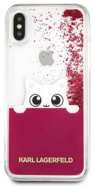 Dėklas Karl Lagerfeld dėkliukas telefonui iPhone X su blizgučiais