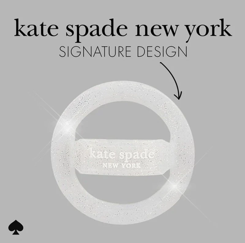 Dėklas Case-Mate „Kate Spade New York“ magnetinės kilpos laikiklis – „MagSafe“ pirštų laikiklis. Spindintis sidabrinis.