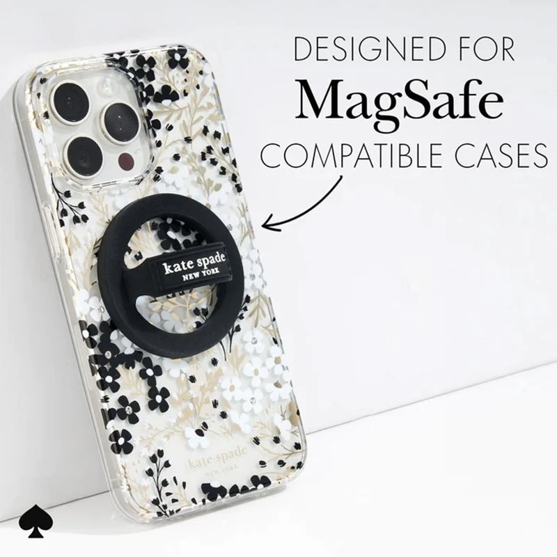 Dėklas Case-Mate Kate Spade New York magnetinės kilpos laikiklis - MagSafe pirštų laikiklis Juodas