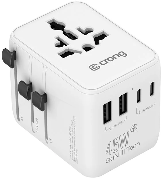 Kelioninis adapteris Crong 45 W, baltas
