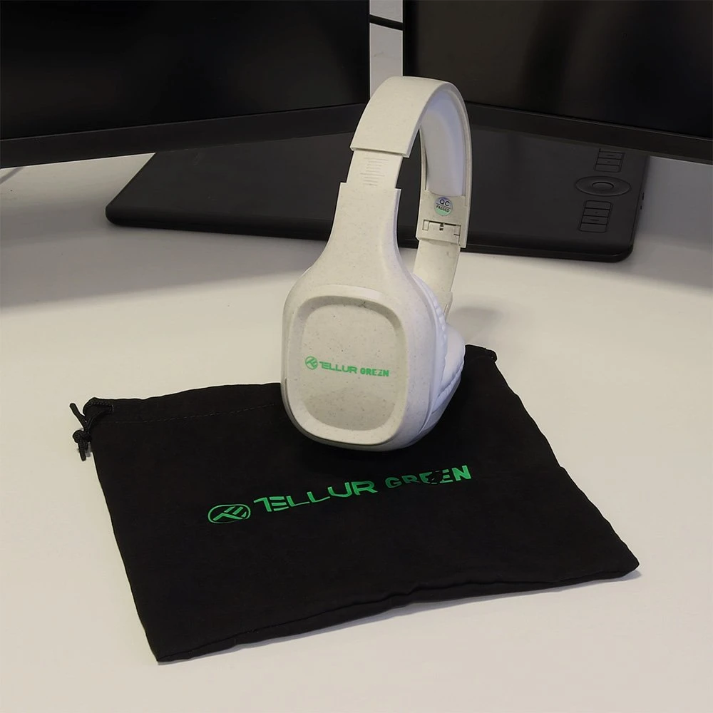 Kreminės sulankstomos Bluetooth ausinės Tellur Pulse
