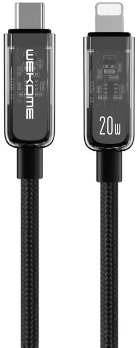 WEKOME WDC-181 Vanguard Series - USB-C to Lightning Super Fast Charging PD 20W connection cable 1 m juodos spalvos