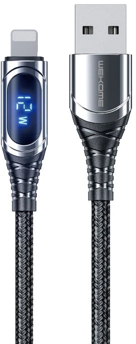 „WEKOME WDC-166 Sakin“ serijos USB-A į „Lightning“ 6A greito įkrovimo 1 m jungiamasis laidas, patamsėjęs