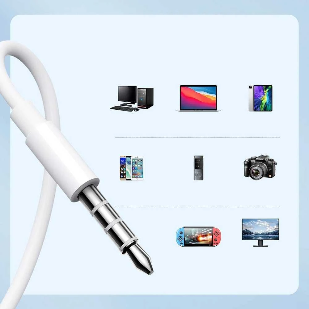 Joyroom Laidinės ausinės JR-EW01, pusiau į ausį (baltos)