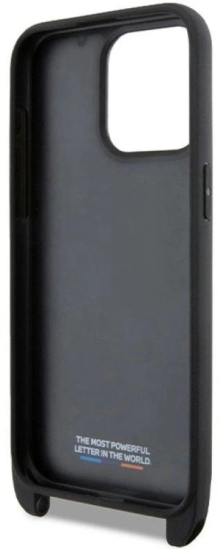 Dėklas BMW BMHCP15L23PSCCK Apple iPhone 15 Pro 6.1″ juodos spalvos hardcase M Edition Carbon Stripe & Strap