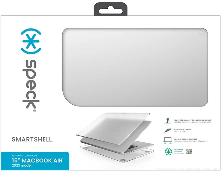 Speck „SmartShell“ dėklas „MacBook Air 15“ (M5/M4/M3/M2/2026–2023) skaidrus