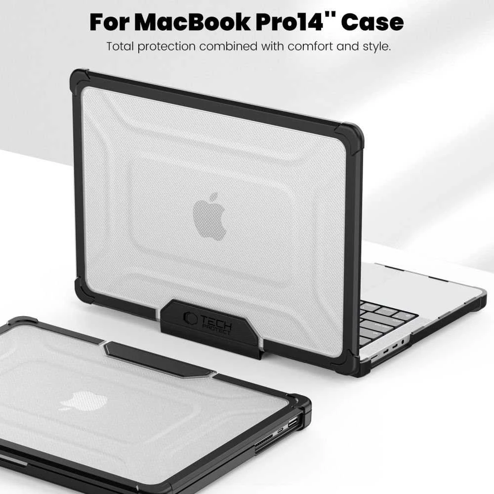 „Tech-Protect SmartShell Pro“ dėklas, skirtas „Macbook Pro 14 M1 / M2 / M3 / M4 / M5“ 2021–2025 m. – juodas ir skaidrus