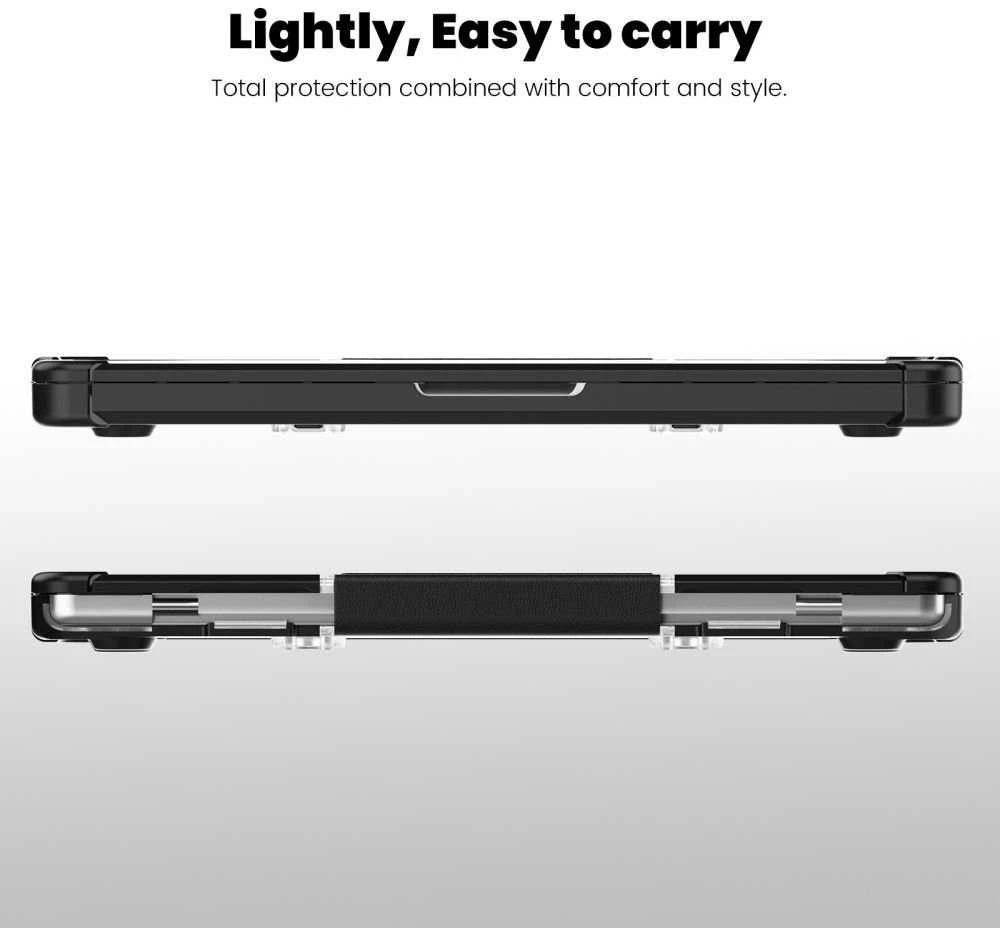 „Tech-Protect SmartShell Pro“ dėklas, skirtas „Macbook Pro 14 M1 / M2 / M3 / M4 / M5“ 2021–2025 m. – juodas ir skaidrus