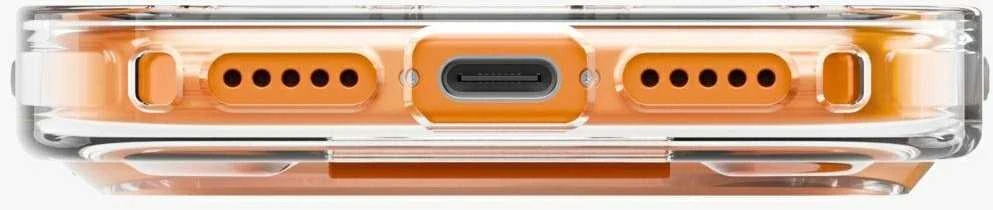 „Uniq Heldro Air“ dėklas, skirtas „iPhone 17 Pro“ su magnetiniu įkrovimu – oranžinis
