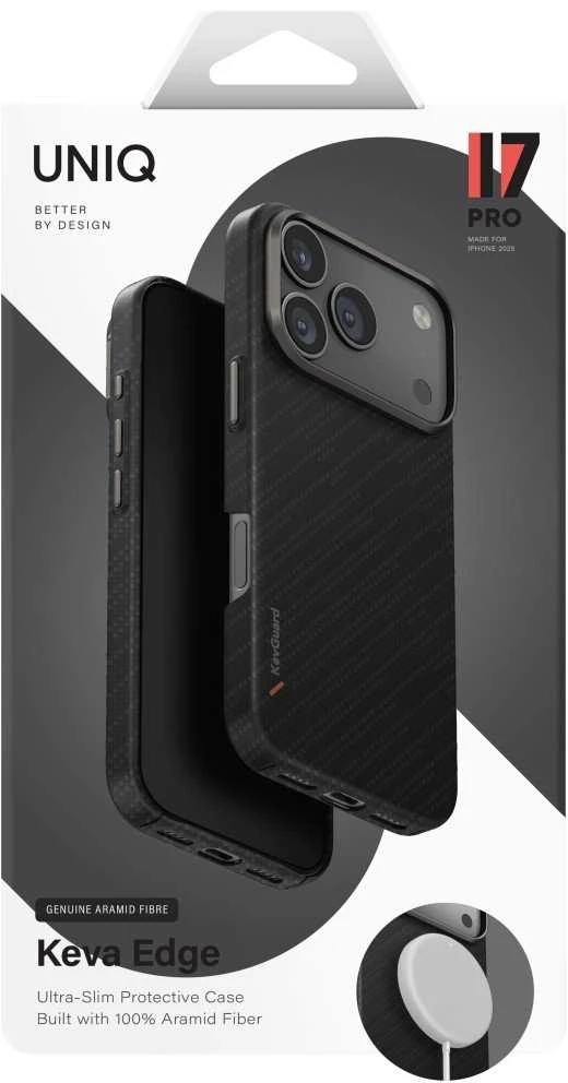 Dėklas UNIQ Keva EDGE Apple iPhone 17 Pro Magclick Charging juodos spalvos