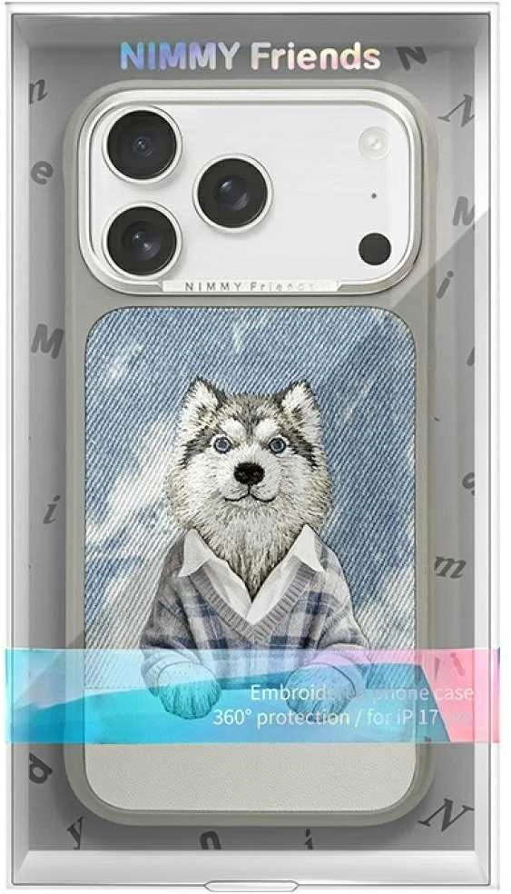 „Nimmy Gentle Pets“ serijos šunims skirtas „MagSafe“ dėklas, skirtas „iPhone 17 Pro Max“ – pilka