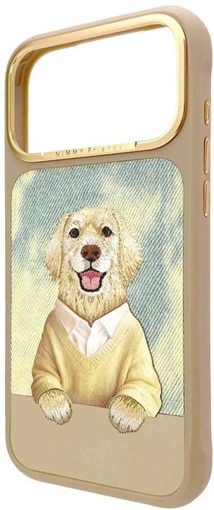 „Nimmy Gentle Pets“ serijos šunims skirtas „MagSafe“ dėklas, skirtas „iPhone 17 Pro“ – ruda