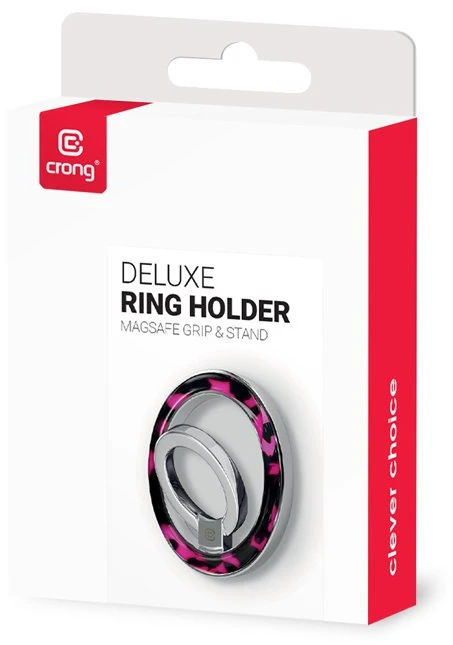 MagSafe magnetinis telefono laikiklis Crong Deluxe RING, rožinis „Rožinė Tortoise“