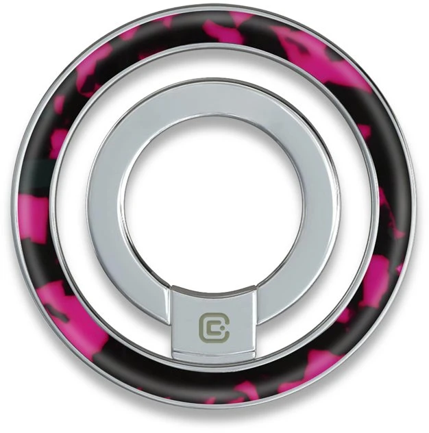 MagSafe magnetinis telefono laikiklis Crong Deluxe RING, rožinis „Rožinė Tortoise“