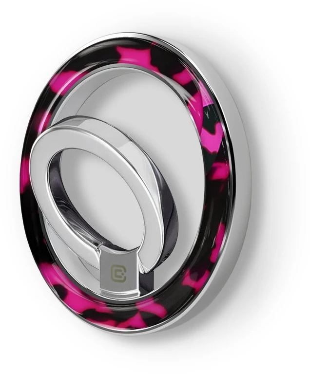 MagSafe magnetinis telefono laikiklis Crong Deluxe RING, rožinis „Rožinė Tortoise“