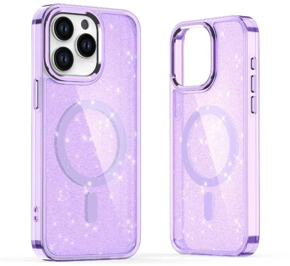 Hurtel Glitter MagSafe Apple iPhone 16 Pro Max – dėklas telefonui violetinės spalvos
