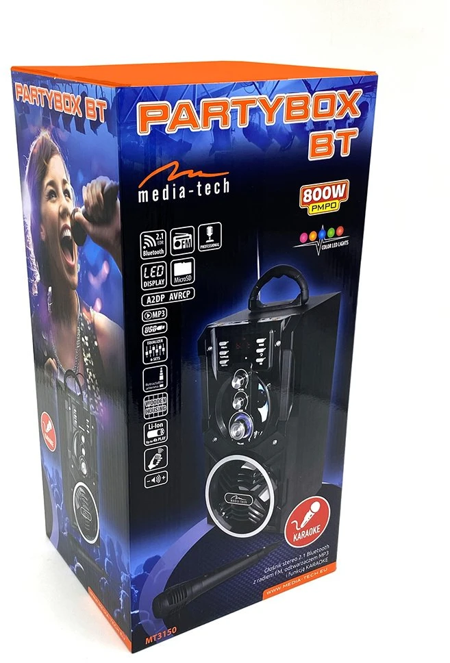 Media-Tech MT3150 Nešiojama Bluetooth garsiakalbio sistema MediaTech Partybox BT su karaoke funkcija