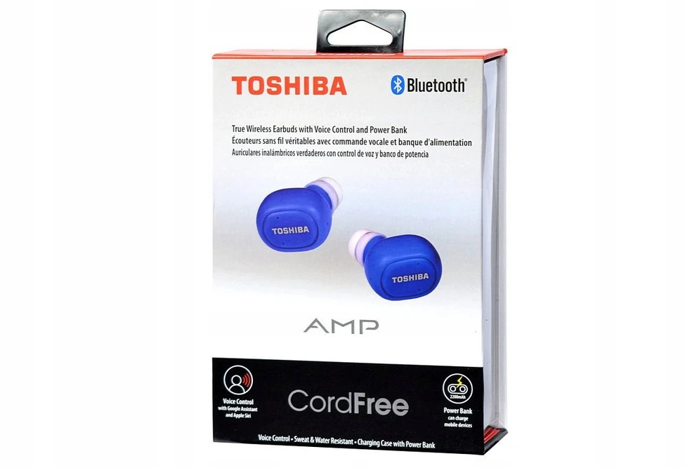 Dėklas Mėlynos Bluetooth ausinės su įkrovimo stotele Toshiba RZE-BT900E