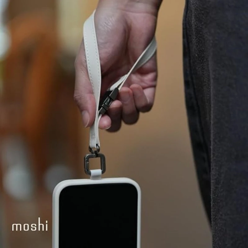 Dėklas Moshi 2-in-1 Wrist & Body Strap su adapteriu - Eco Leather Phone Lanyard Moss Žalias