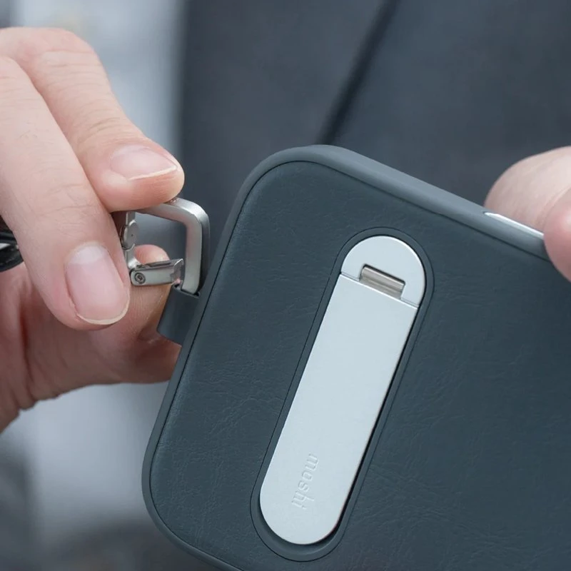 Dėklas Moshi 2-in-1 Wrist & Body Strap su adapteriu - Eco Leather Phone Lanyard Moss Žalias