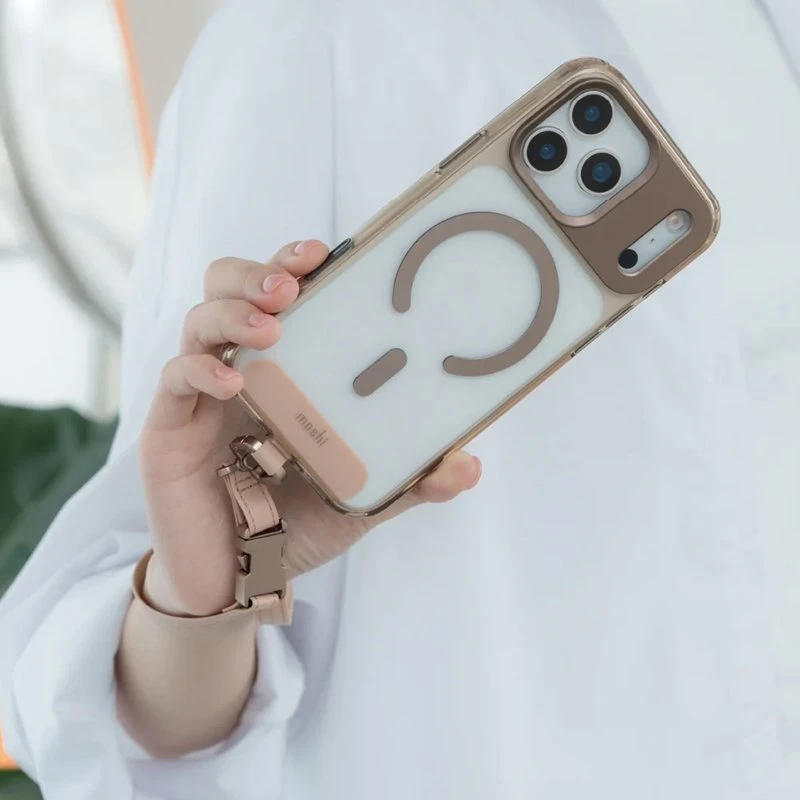 Dėklas Moshi 2-in-1 Wrist & Body Strap su adapteriu - Eco Leather Phone Lanyard Moss Žalias