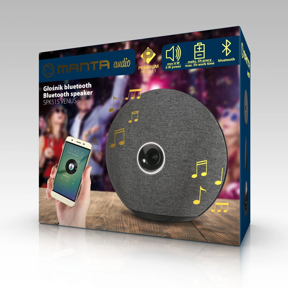 Dėklas Nešiojama Bluetooth kolonėlė Manta SPK515 Venus, 6 W