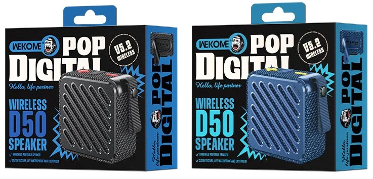 Kompiuterio kolonėlės „WEKOME D50 Pop Digital“ serija – nešiojama belaidė „Bluetooth V5.2“ kolonėlė, juoda