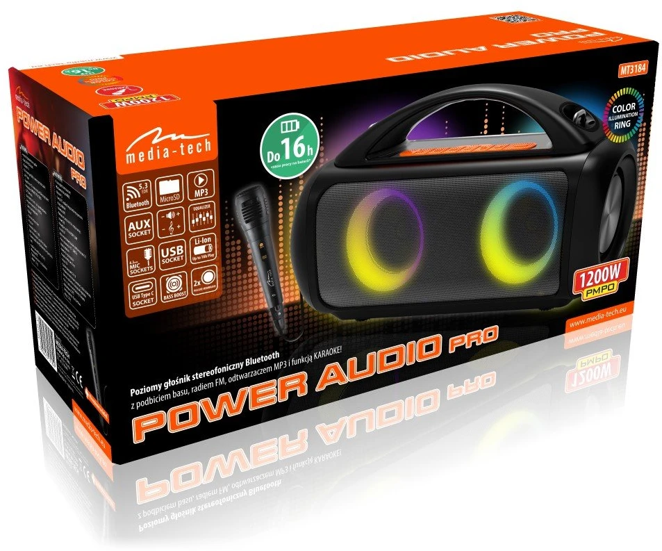 Bluetooth Garsiakalbis - Media-Tech MT3184 1200W Atsparus Vandeniui Juodas