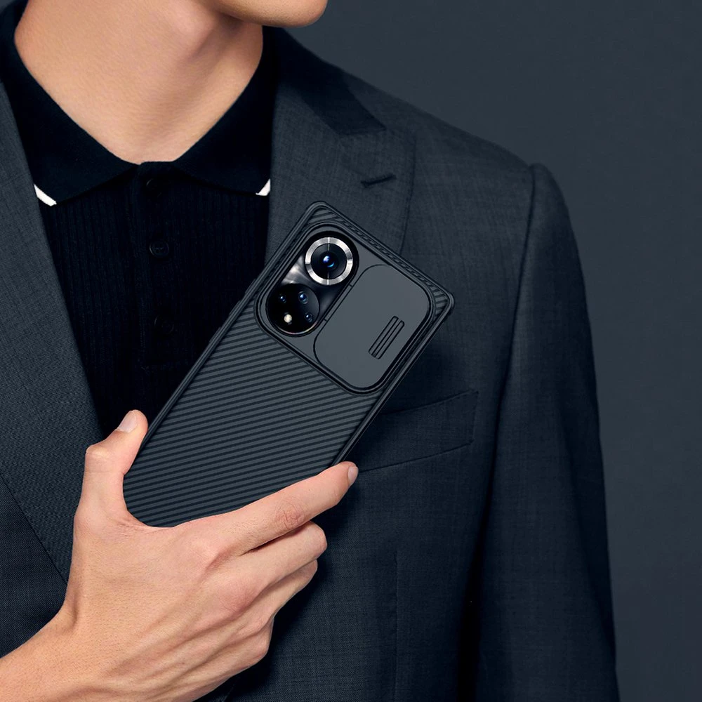 Dėklas Nillkin CamShield Pro korpusas Šarvuotas korpuso dangtelis Fotoaparato apsauga Honor 50 Pro Juodas