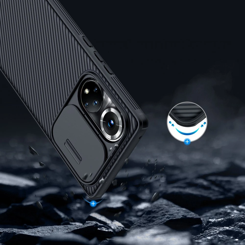 Dėklas Nillkin CamShield Pro korpusas Šarvuotas korpuso dangtelis Fotoaparato apsauga Honor 50 Pro Juodas