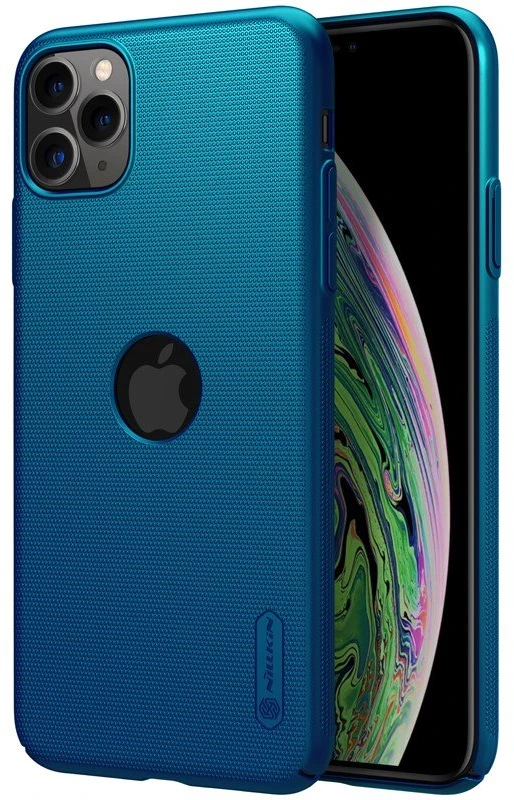Nillkin Super Frosted Shield - dėklas skirtas Apple iPhone 11 Pro Max su wycięciem na logo Peacock Mėlyna