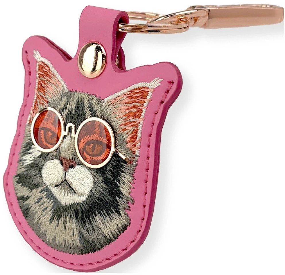 Dėklas locatorr Nimmy Glasses Cool and Cute Cat rožinės spalvos