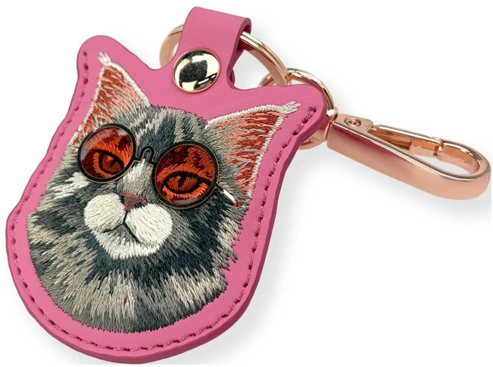 Dėklas locatorr Nimmy Glasses Cool and Cute Cat rožinės spalvos