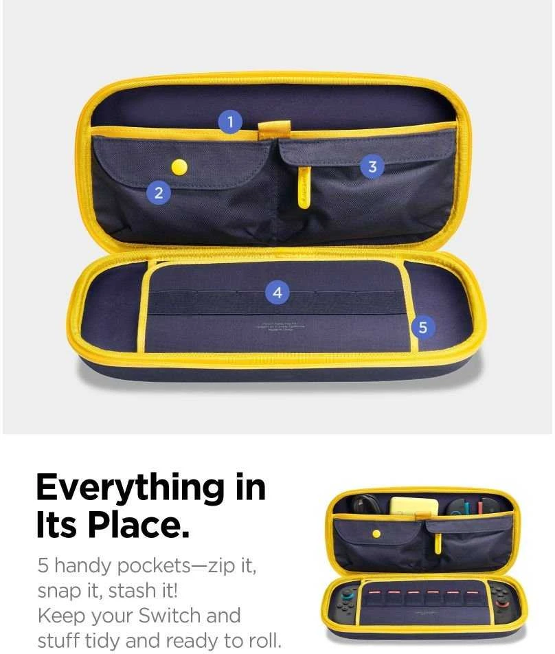 Spigen Nano Pop Pro Pouch for Nintendo Switch 2 - Navy Mėlyna and Geltona