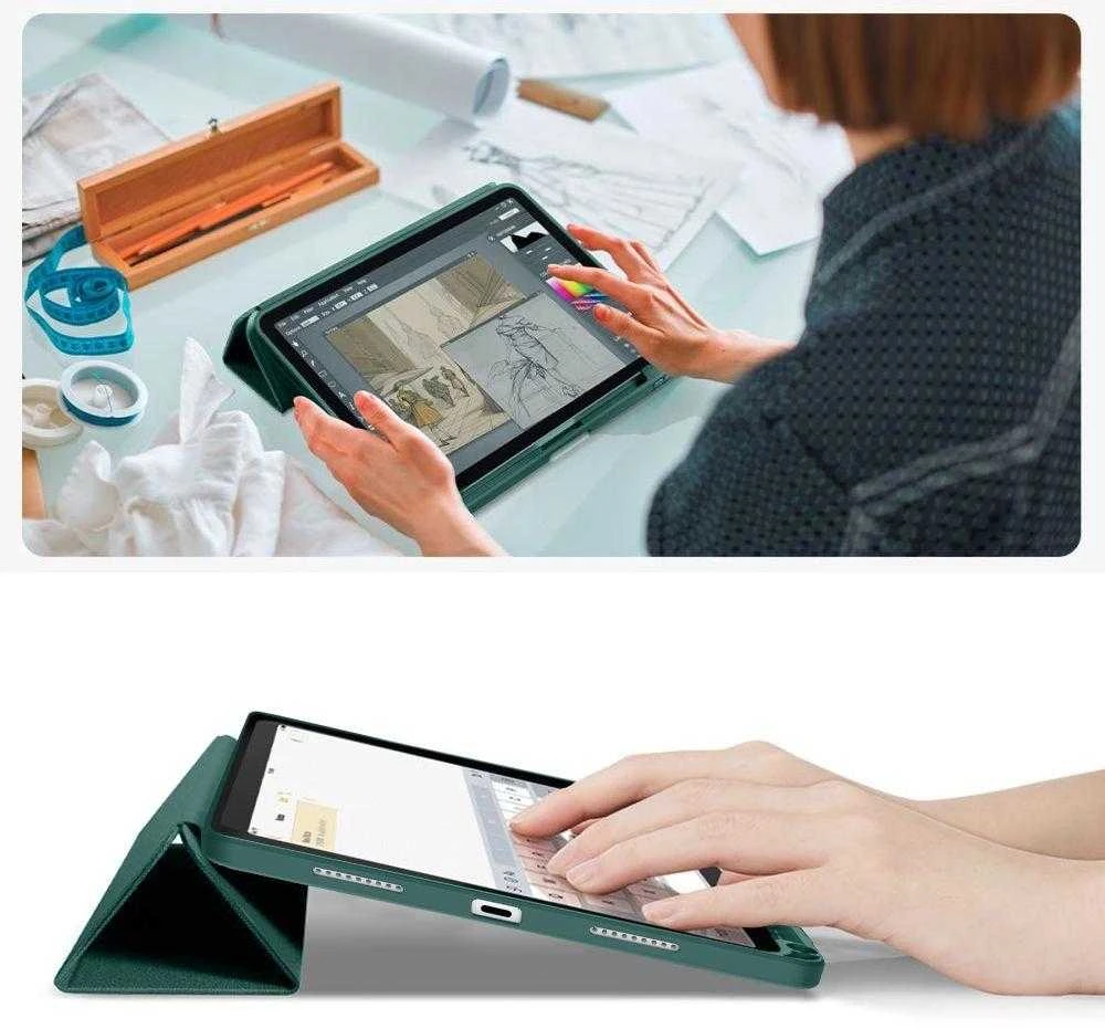 „Tech-Protect SC Pen Canvas“ dėklas iPad 10.9 colio planšetiniam kompiuteriui, 10 / 2022 / 11 colio planšetiniam kompiuteriui, 11 / 2025 - žalias