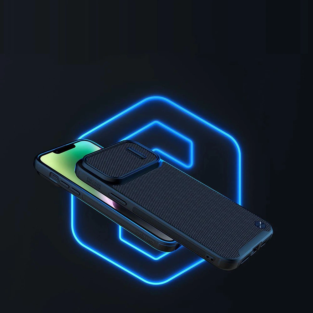 Dėklas [PO grąžinimo] Nillkin Textured S Case iPhone 14 šarvuotas dangtelis su kameros dangteliu žalias