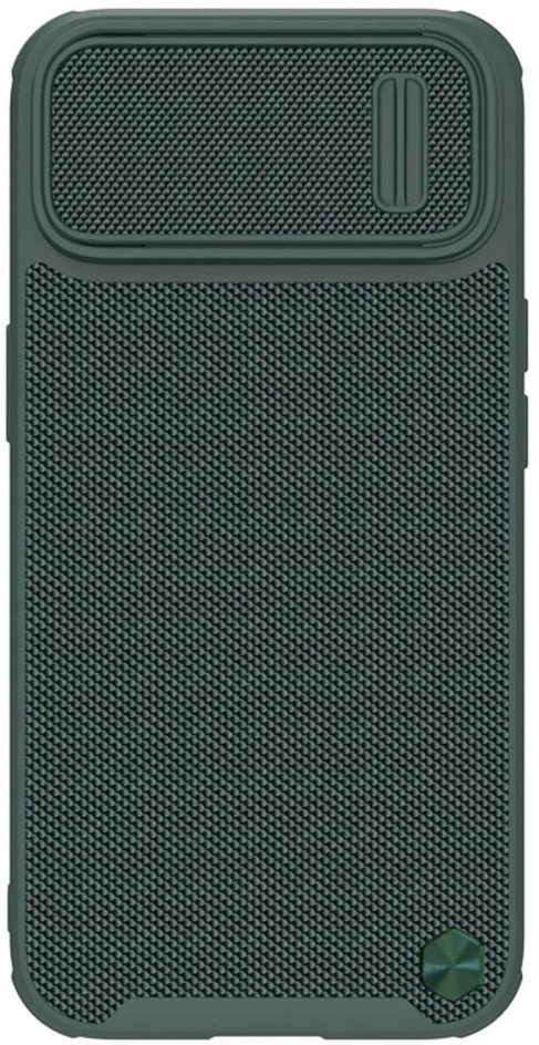 Dėklas [PO grąžinimo] Nillkin Textured S Case iPhone 14 šarvuotas dangtelis su kameros dangteliu žalias