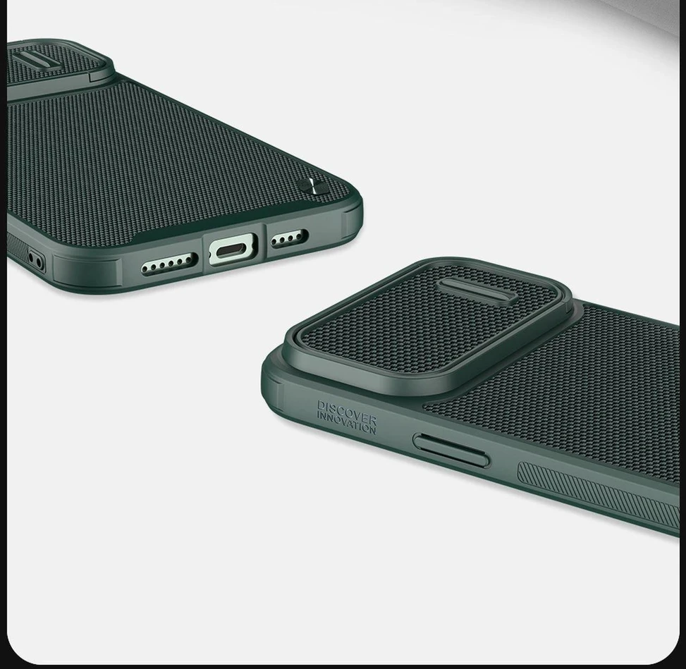 Dėklas [PO grąžinimo] Nillkin Textured S Case iPhone 14 šarvuotas dangtelis su kameros dangteliu žalias